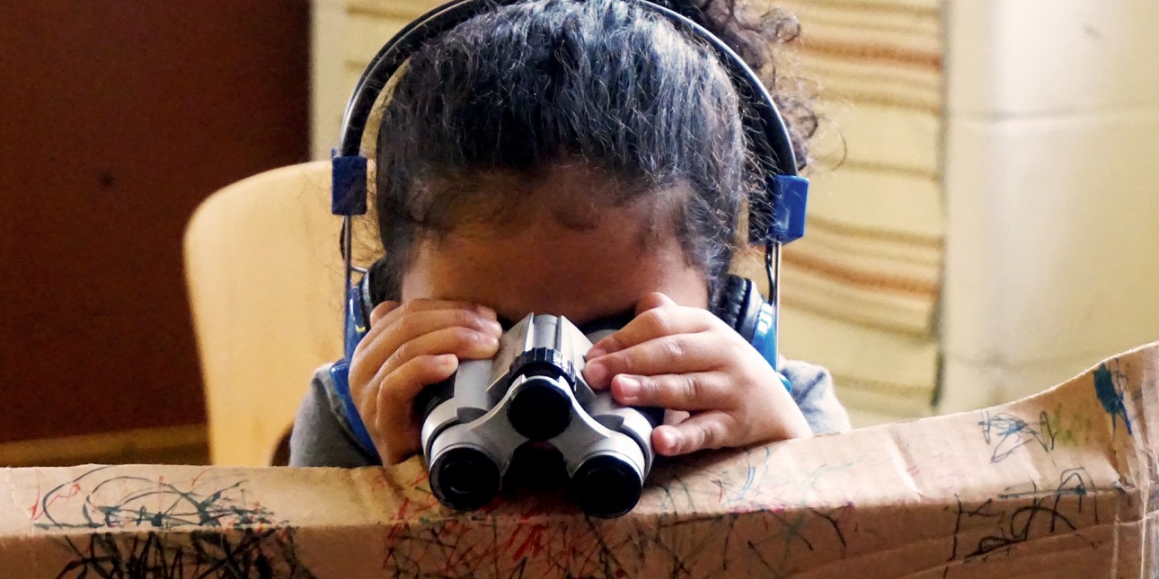 Indoor exploration with binoculars