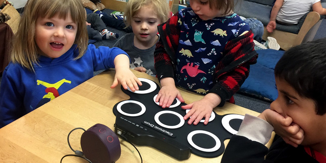 Rainbows study of sound includes a drum pad