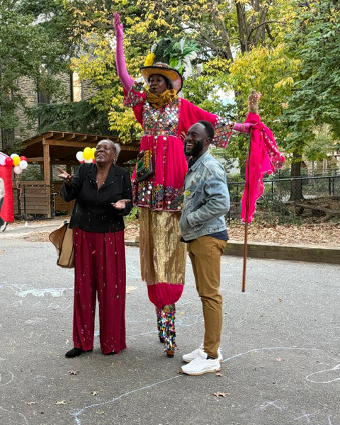 With the Stilt Walker