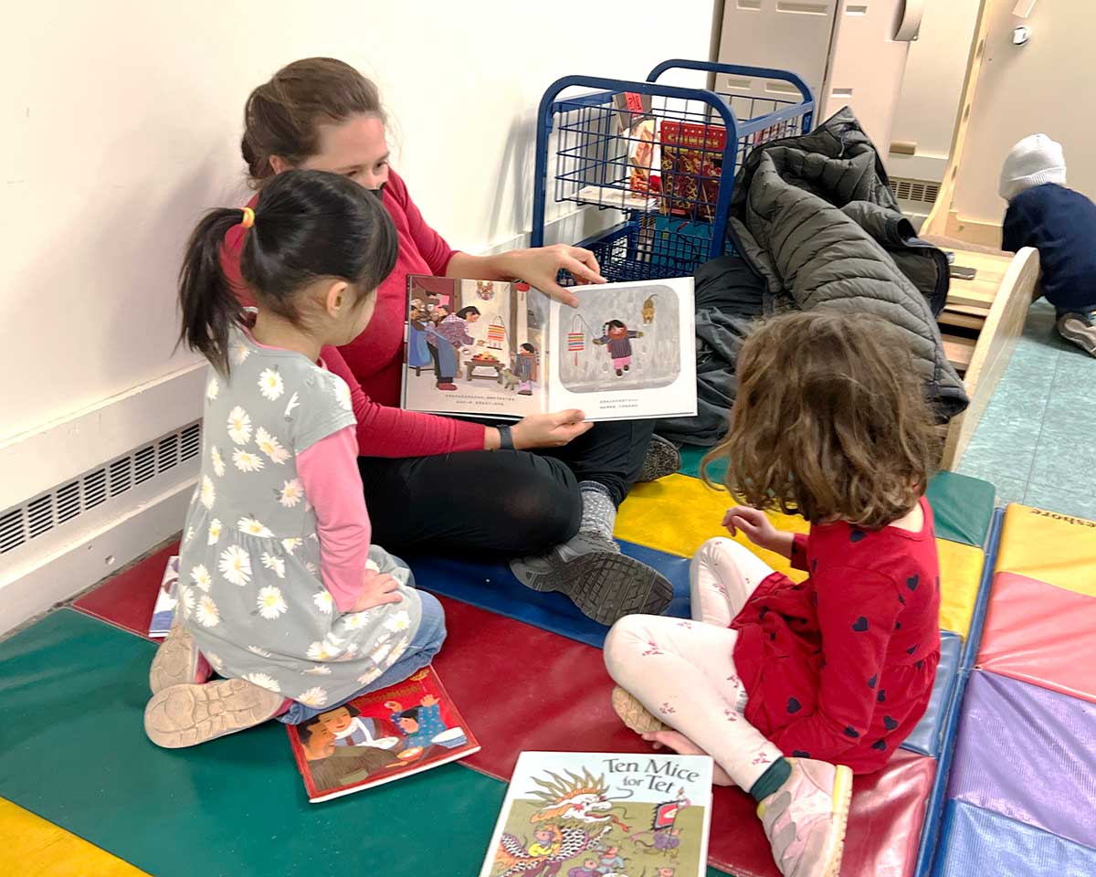 Reading during Lunar New Year celebration