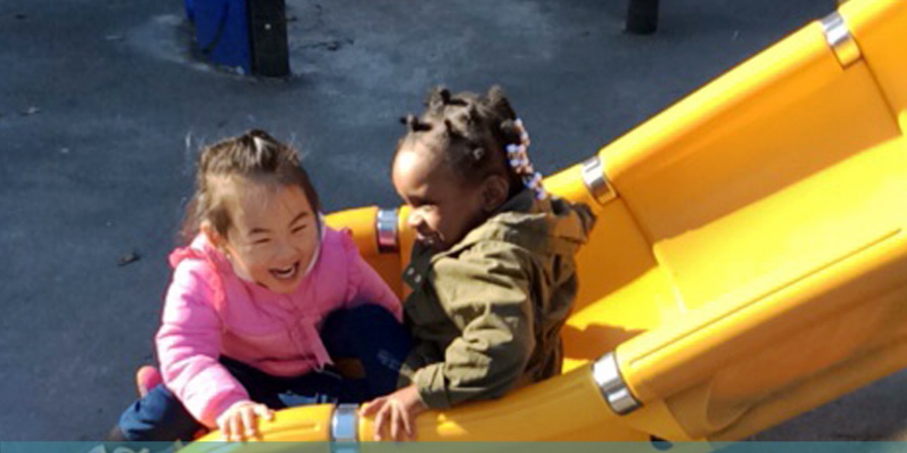 Friends on a slide