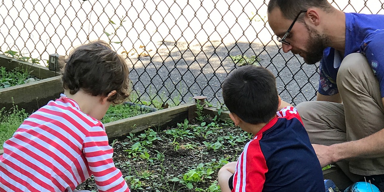 Rob planting with preschoolers