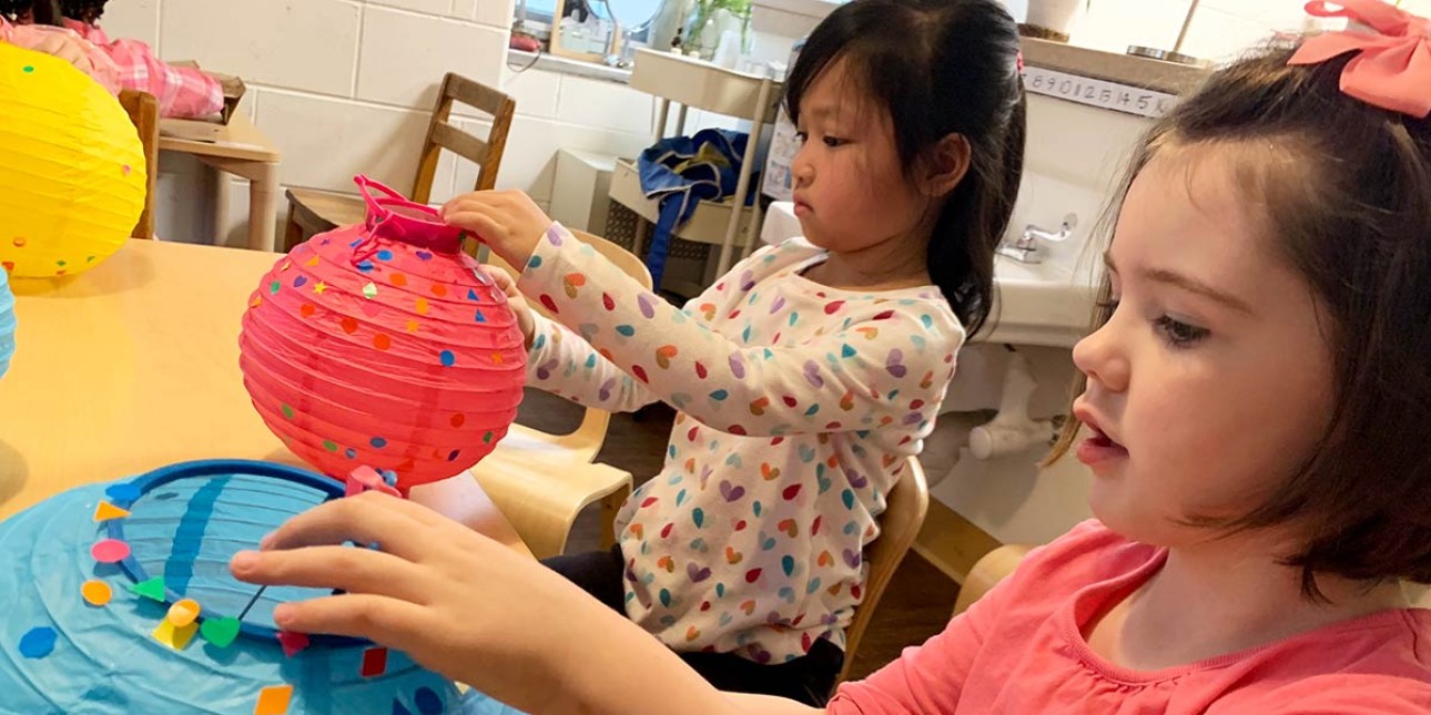 Hummingbirds making lanterns in honor of Lunar New Year