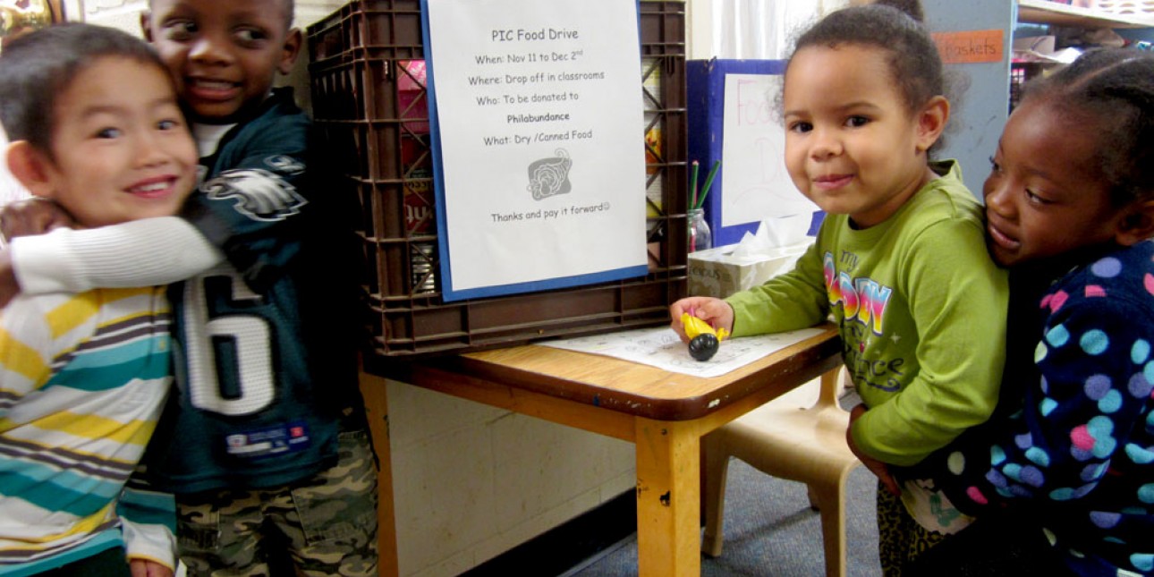 children collecting food for Philabundance