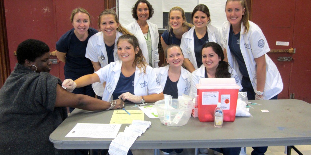 Villanova nursing students administer PIC free flu shot clinic