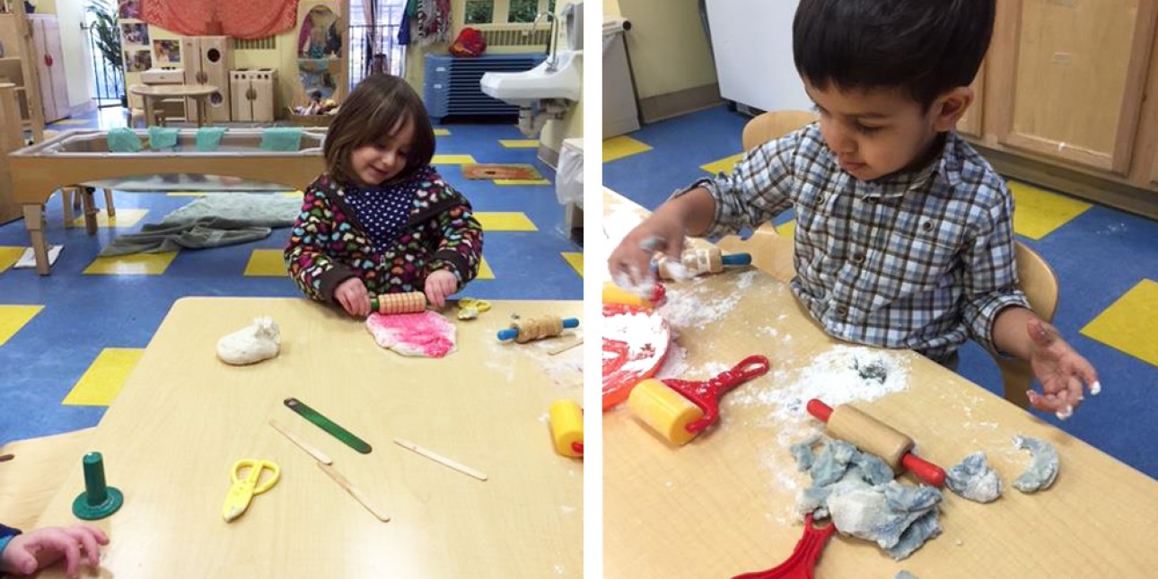 Moonbeams working with play-dough