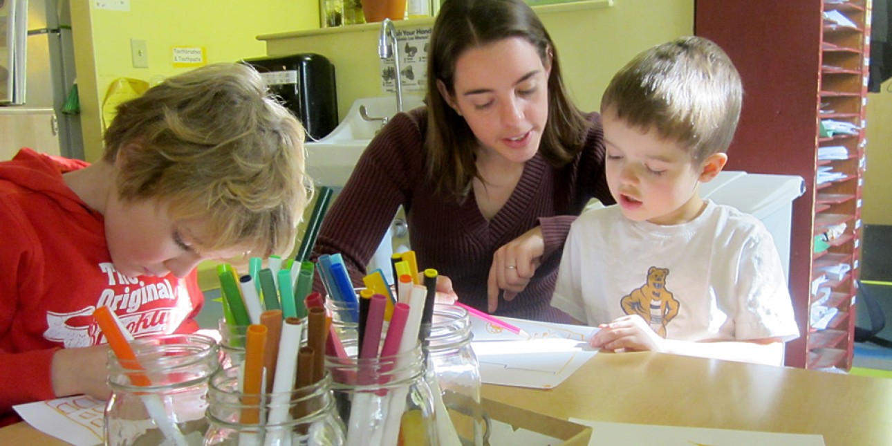 Nichole McLeer with PIC preschoolers