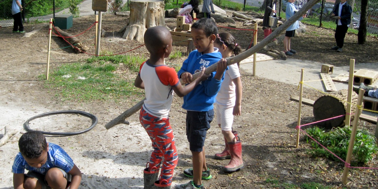 Starfish on the playground with kindergarten kids