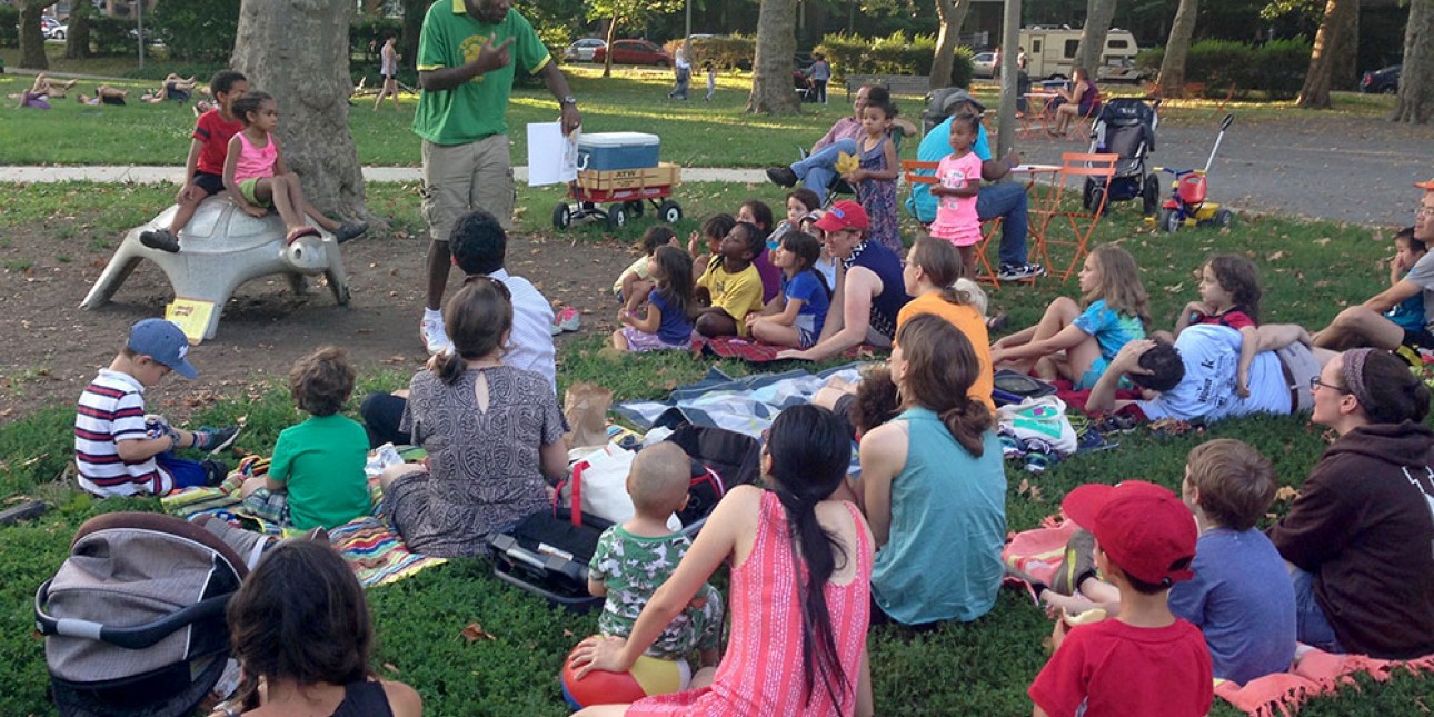 PIC dad reads at Storytime in Clark Park